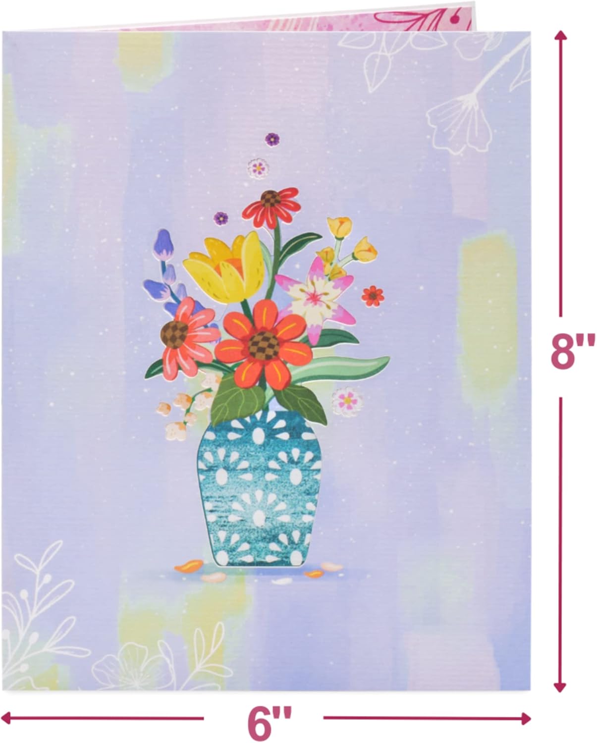 Frndly, 3D Charming Flower Bouquet Pop up Card, for All Occasion, Mothers Day, Thank You, Just Because -100% Recycled and Eco-Friendly, Handmade, 8" X 6" Cover - with Removable Note Tag