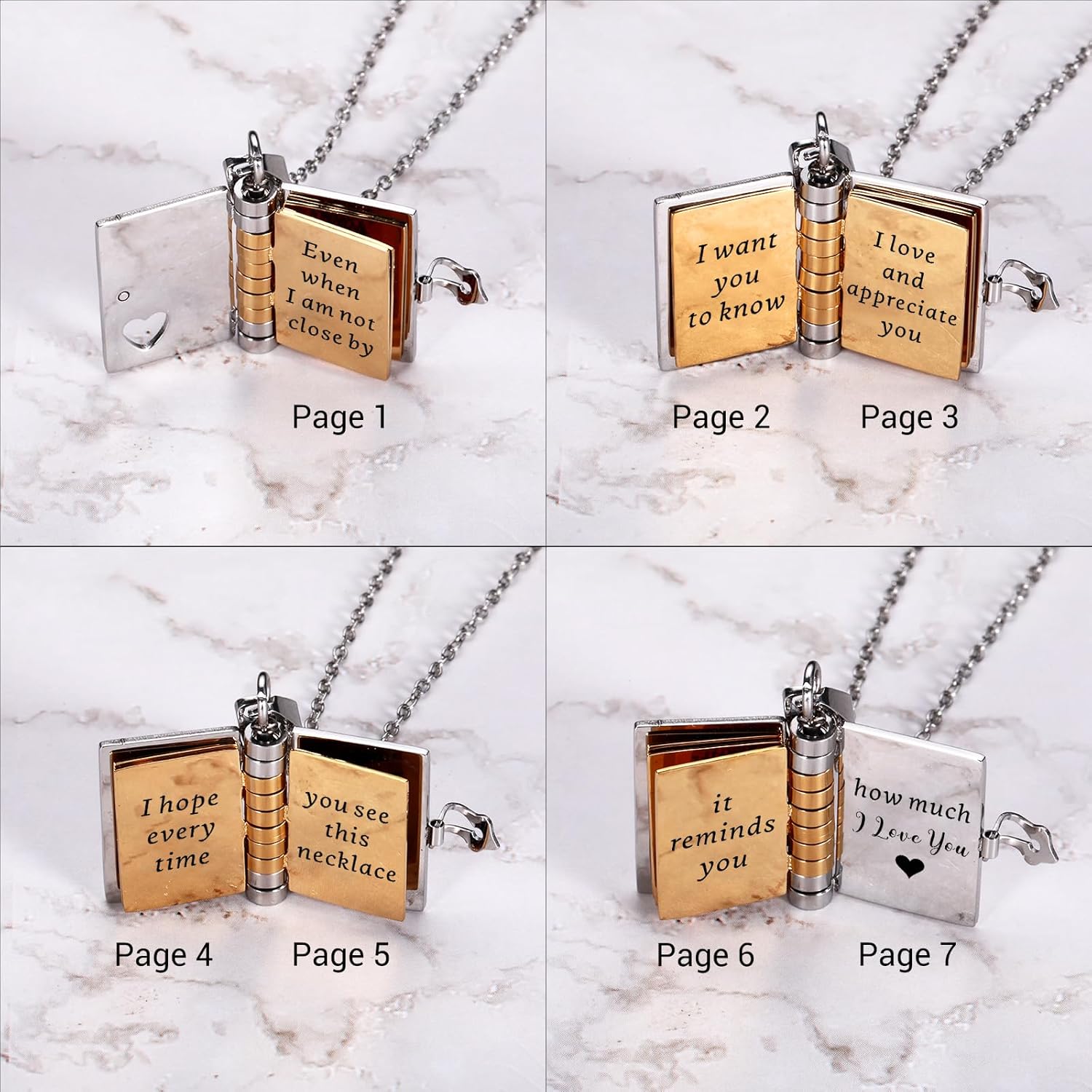To My Mom Book Necklace - Mother'S Day Necklace Gifts from Daughter Son for Moms, Mommy Mothers Day Gifts from Daughter Son, Unique Birthday Christmas Valentines Day Gifts for Mother I Love You Mom
