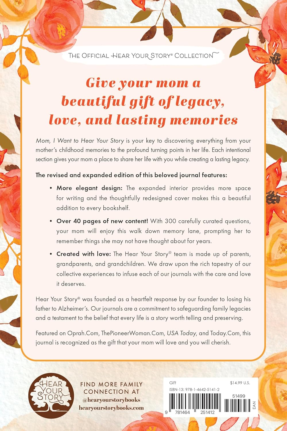 Mom, I Want to Hear Your Story (Expanded Edition): a Mother'S Guided Journal to Share Her Life & Her Love (Hear Your Story Books)